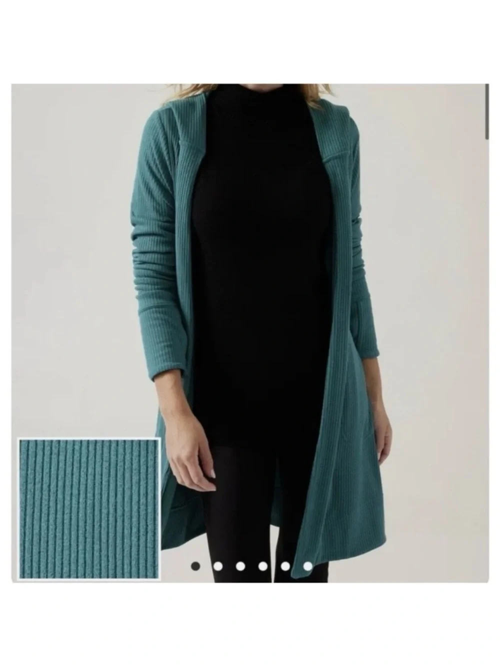 Athleta Harmony Pose Wrap Hooded Cardigan Small Borealis Green Teal Blue